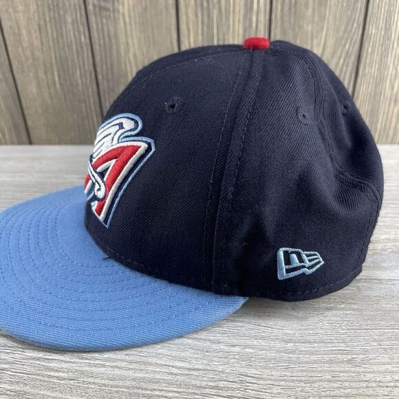 Anaheim Angels Hat Fitted Mens 7 1/8 Blue Plain Logo New Era MLB Baseball Cap - Picture 4 of 16